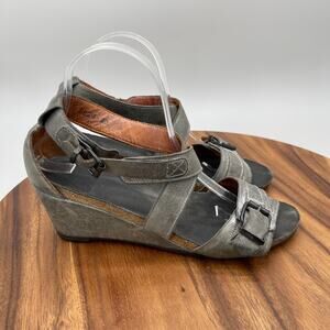 Taos Sandals Womens Size 9 / 40 Gray Leather Walking Casual Wedge Shoes